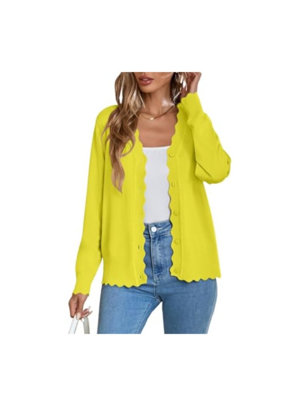 Lightweight Long Sleeve Cardigan Open Front Knit Button Down Sweater